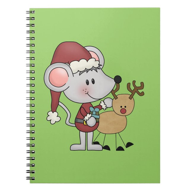 Christmas Mouse and Spiral Notebook (Front)