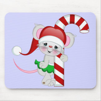 Christmas Mouse Candy Cane Mouse Pad