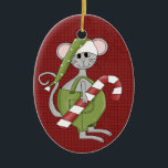 Christmas Mouse Ceramic Christmas Ornament<br><div class="desc">Text can be added to this ornament to make a personalized holiday gift. If you need help,  just click on the contact link below to send the designer a personal detailed message.</div>