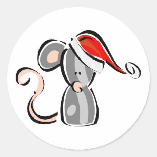 Christmas Mouse Classic Round Sticker