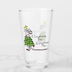 Christmas Mouse Cute Funny Holiday Glass