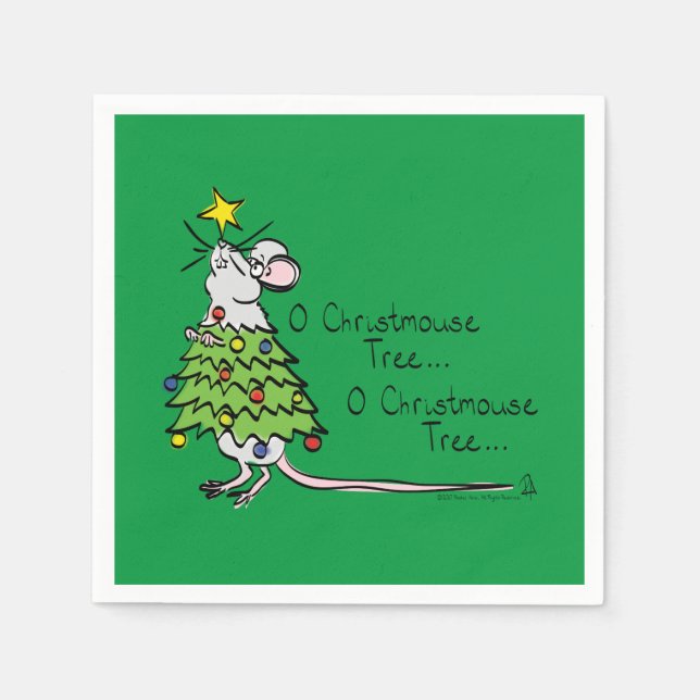 Christmas Mouse Cute Funny Holiday Napkin (Front)