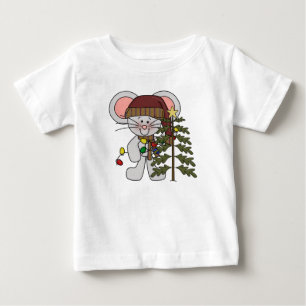 Christmas Mouse Decorating Tree Baby T-Shirt