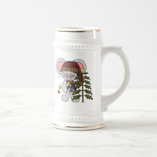 Christmas Mouse Decorating Tree Beer Stein