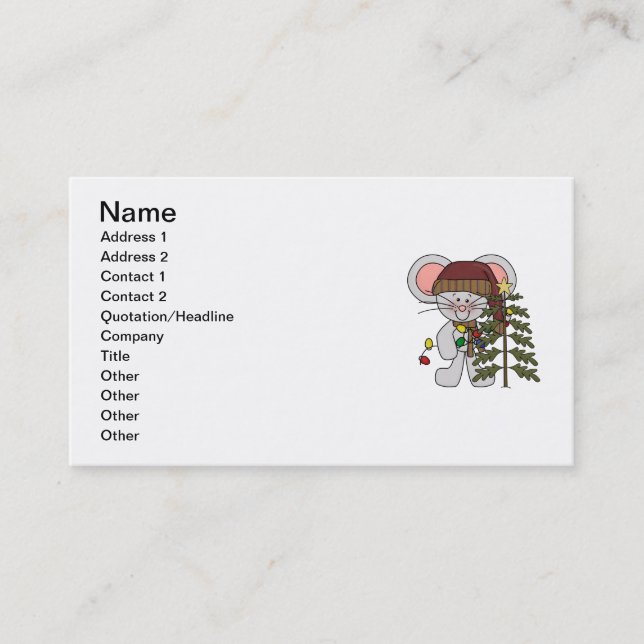 Christmas Mouse Decorating Tree Business Card (Front)