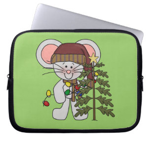 Christmas Mouse Decorating Tree Laptop Sleeve
