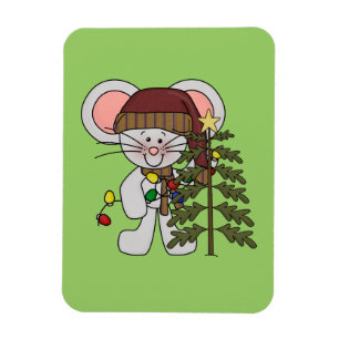 Christmas Mouse Decorating Tree Magnet