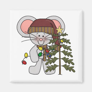 Christmas Mouse Decorating Tree Magnet