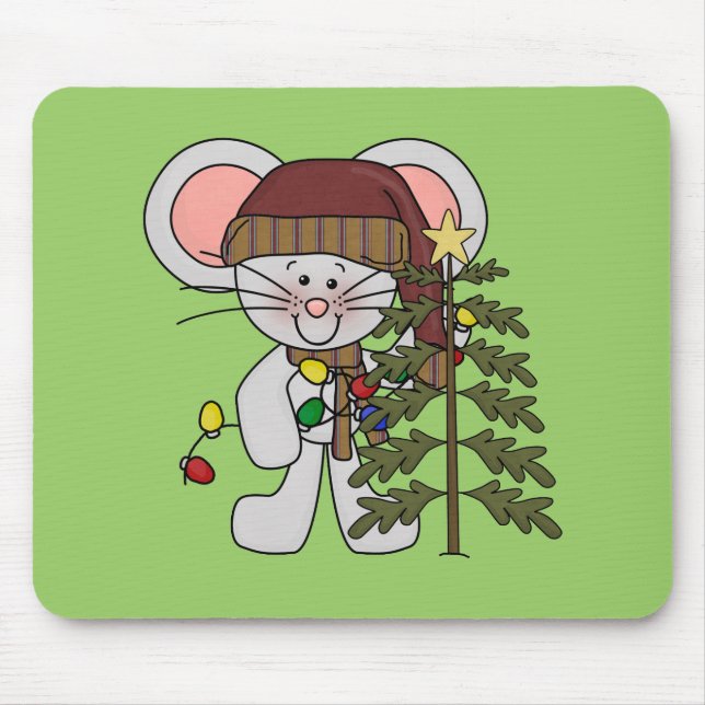 Christmas Mouse Decorating Tree Mouse Pad (Front)