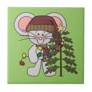 Christmas Mouse Decorating Tree Tile