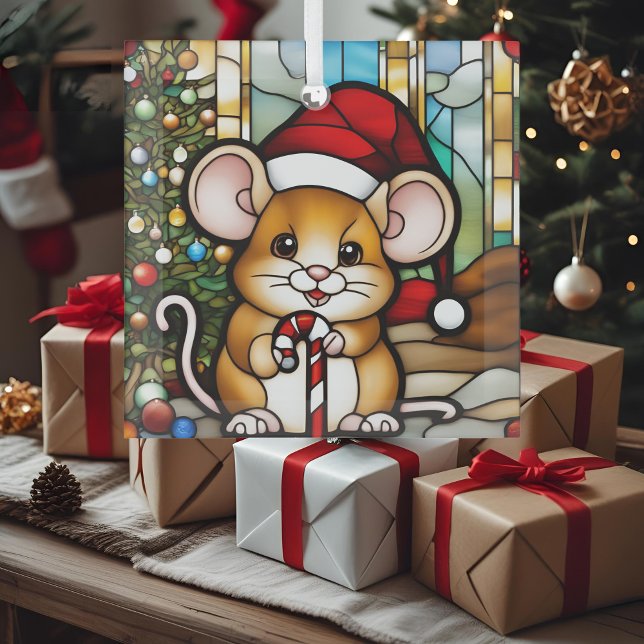 Christmas Mouse Faux Stained Glass Tree Decoration (Creator Uploaded)