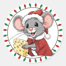 Christmas Mouse Gets the Cheese Sticker