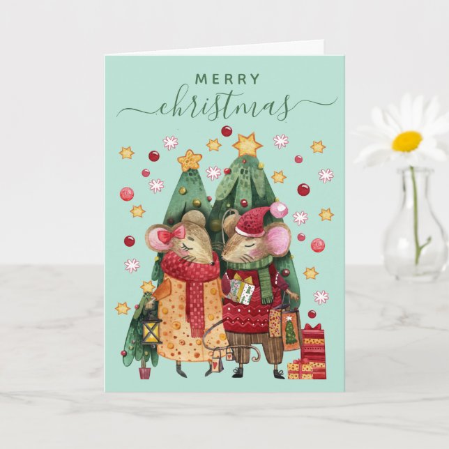 Christmas Mouse Holiday Greeting Card (Small Plant)