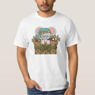 Christmas Mouse in Basket T-Shirt