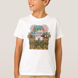 Christmas Mouse in Basket T-Shirt