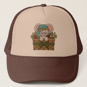 Christmas Mouse in Basket Trucker Hat