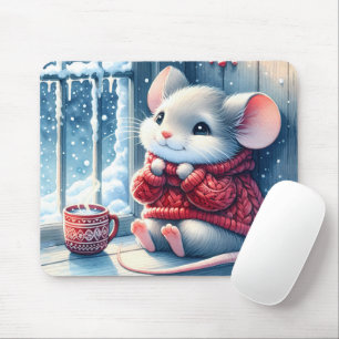 Christmas Mouse In Winter Window   Pad