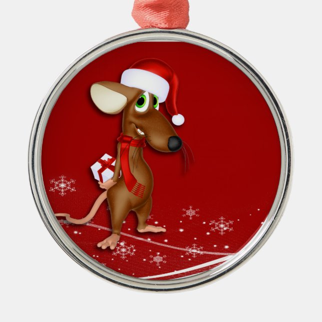 Christmas Mouse Metal Tree Decoration (Front)