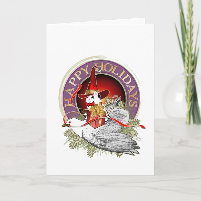  Christmas Mouse On The Wings of A Dove Holiday Card (Front)