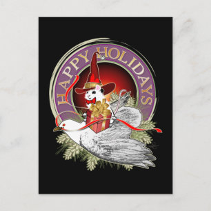 Christmas Mouse On The Wings of A Dove Holiday Postcard