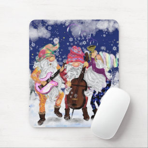 Christmas Mouse Pad Happy Gnomes Music Band
