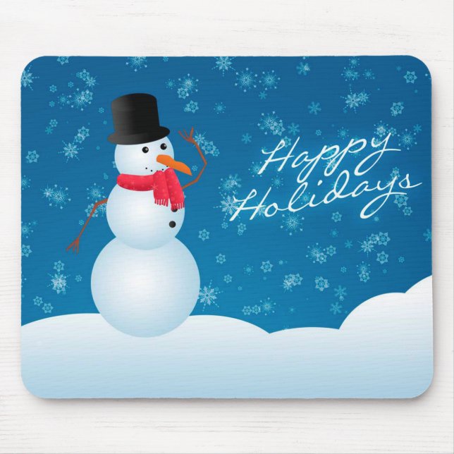 Christmas Mouse pad/Happy Holidays Snowman Pad (Front)