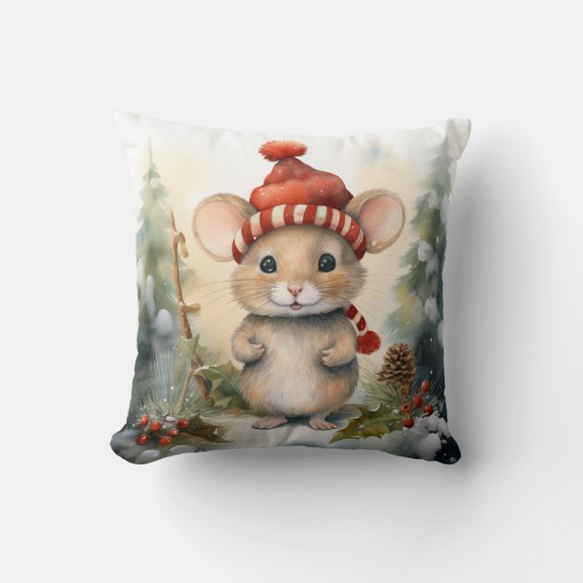 Christmas Mouse Throw Pillow (Front)