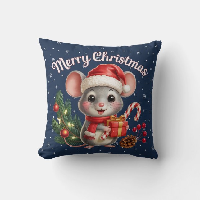 Christmas Mouse Throw Pillow (Front)