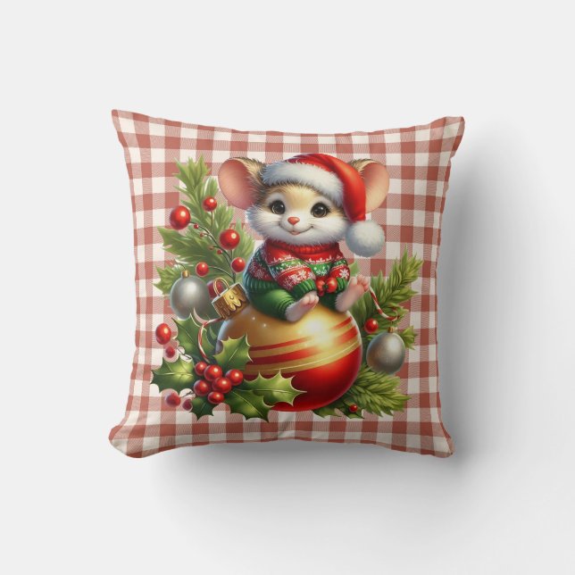 Christmas Mouse Throw Pillow (Front)