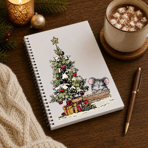 Christmas Mouse Under the Tree Hardcover Journal