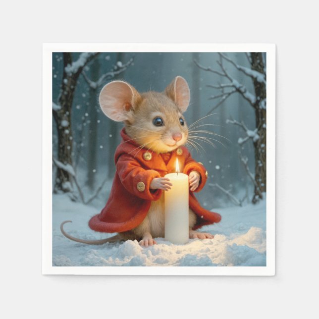 Christmas Mouse With a Candle Napkin (Front)