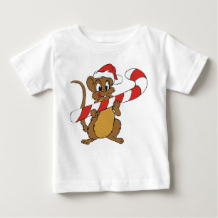 Christmas Mouse With A Candy Cane Baby T-Shirt