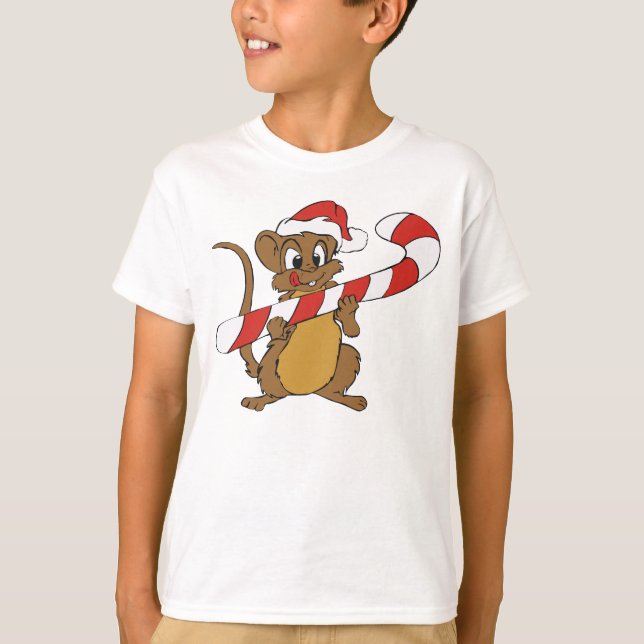 Christmas Mouse With A Candy Cane Shirt (Front)