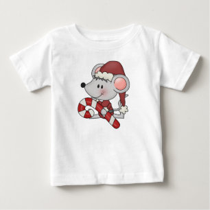 Christmas Mouse With Candy Cane Baby T-Shirt