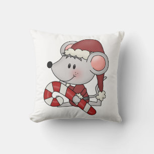 Christmas Mouse With Candy Cane Cushion