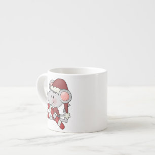Christmas Mouse With Candy Cane Espresso Cup