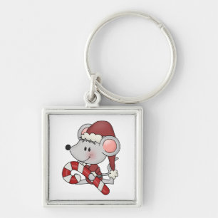 Christmas Mouse With Candy Cane Key Ring