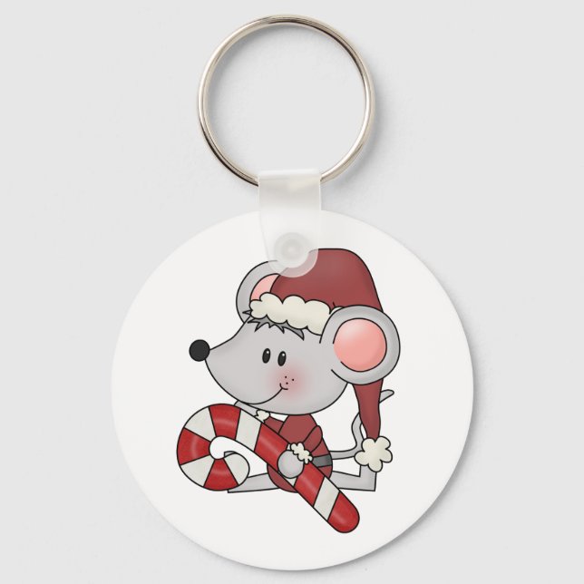 Christmas Mouse With Candy Cane Key Ring (Front)