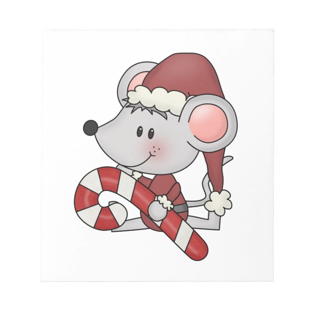 Christmas Mouse With Candy Cane Notepad (Front)