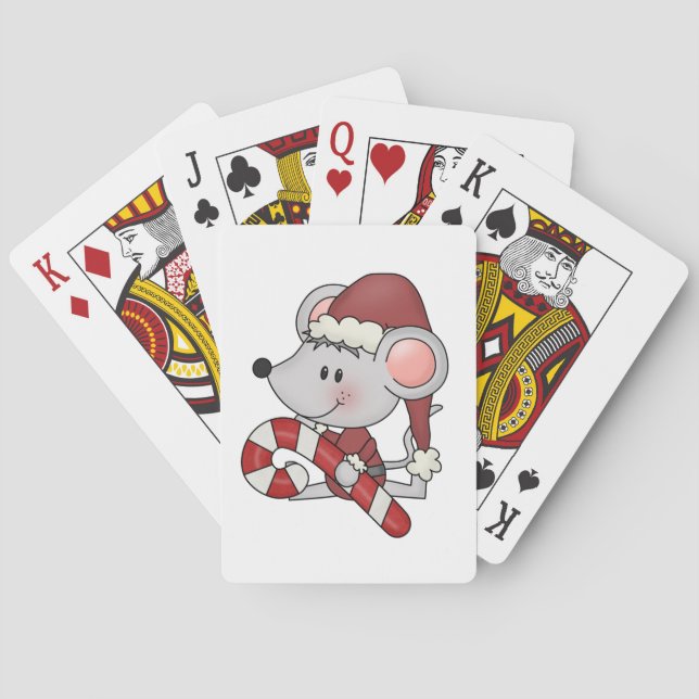 Christmas Mouse With Candy Cane Playing Cards (Back)