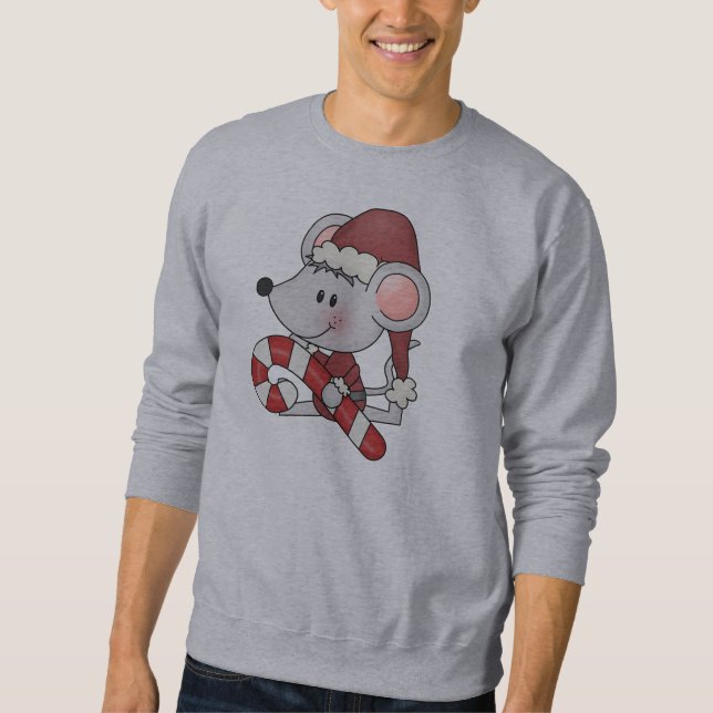 Christmas Mouse With Candy Cane Sweatshirt (Front)