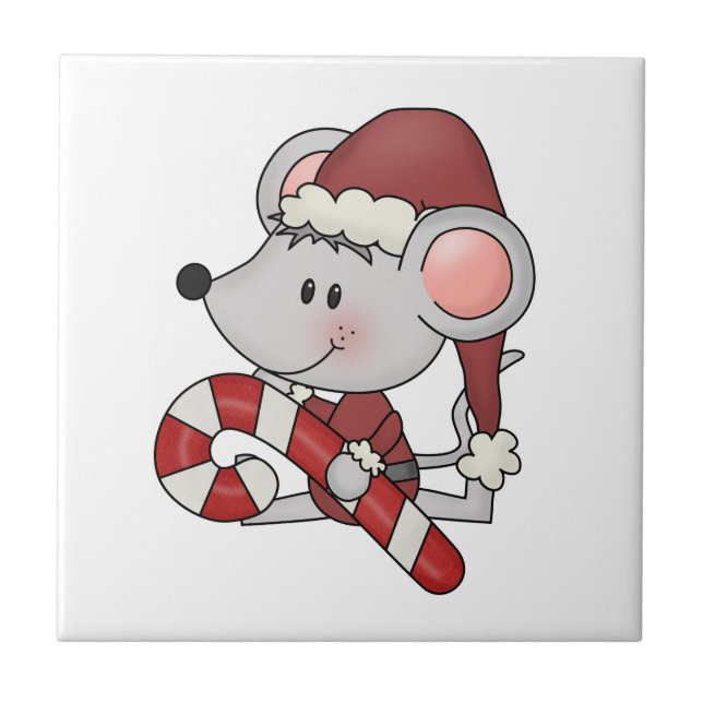 Christmas Mouse With Candy Cane Tile (Front)