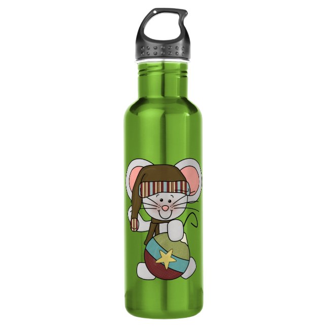 Christmas Mouse With Ornament 710 Ml Water Bottle (Front)