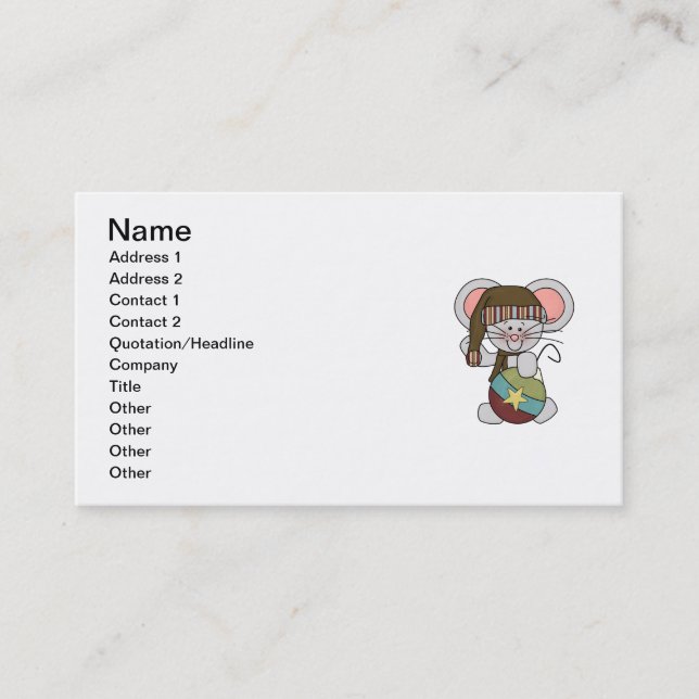 Christmas Mouse With Ornament Business Card (Front)