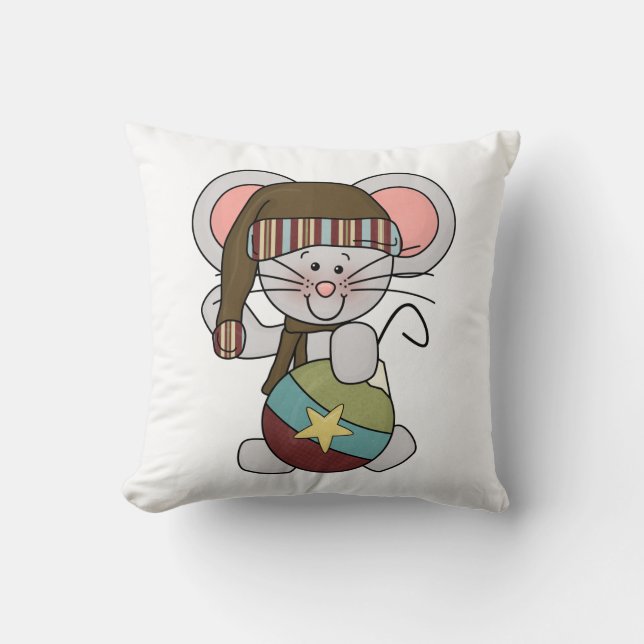 Christmas Mouse With Ornament Cushion (Front)