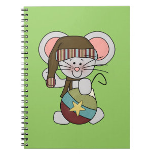 Christmas Mouse With Ornament Spiral Notebook