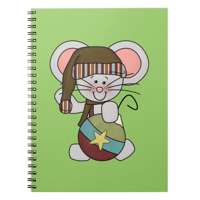 Christmas Mouse With Ornament Spiral Notebook (Front)