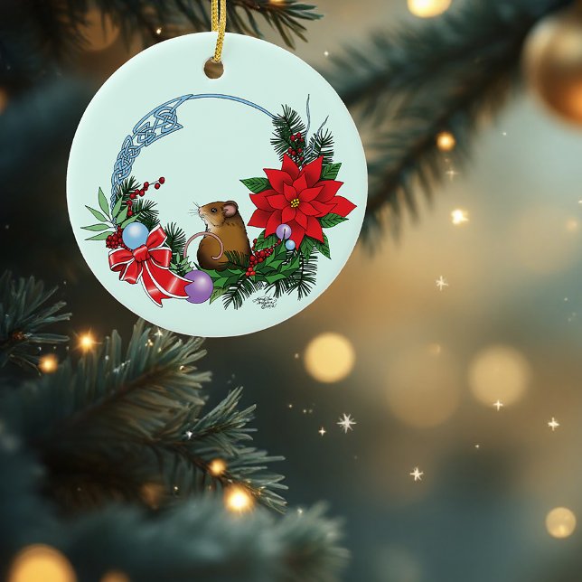 Christmas Mouse Wreath Ceramic Tree Decoration (Creator Uploaded)