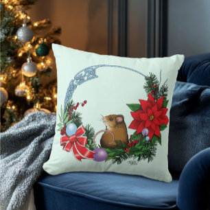 Christmas Mouse Wreath Cushion