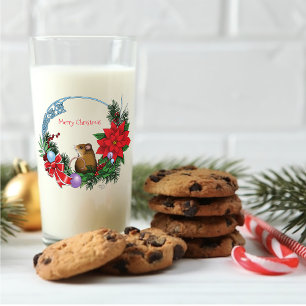 Christmas Mouse Wreath Glass